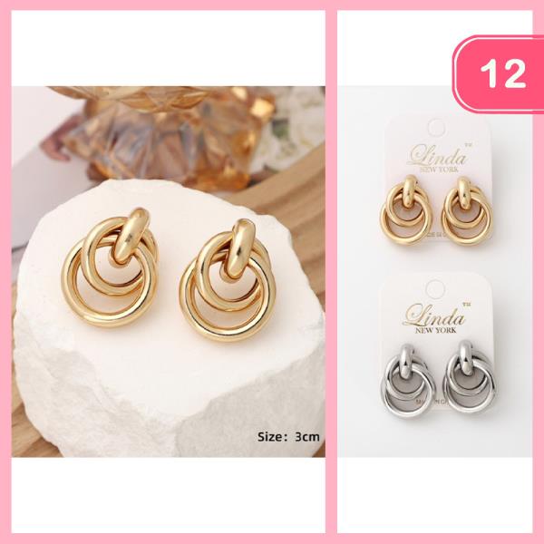 METAL DOUBLE HOOP DOORKNOCKER EARRING (12 UNITS)
