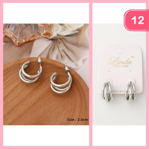 METAL TRIPLE OPEN HOOP EARRING (12 UNITS)