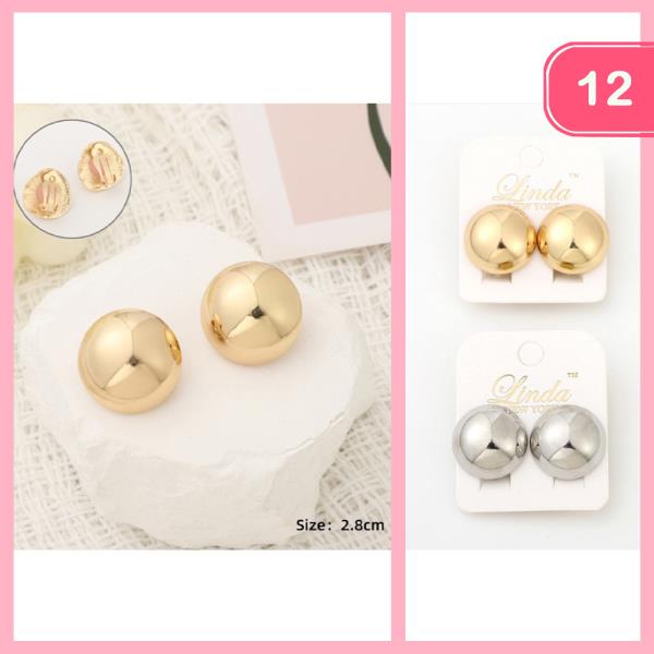 METAL SEMI CIRCLE STUD EARRING (12 UNITS)