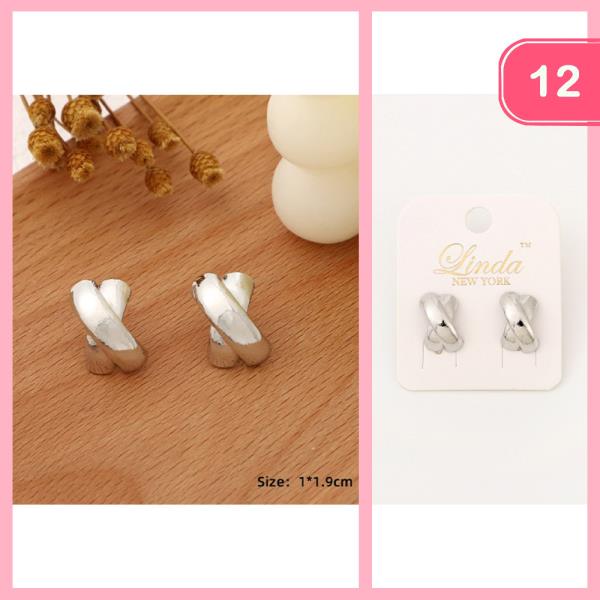 METAL PUFFY X STUD EARRING (12 UNITS)