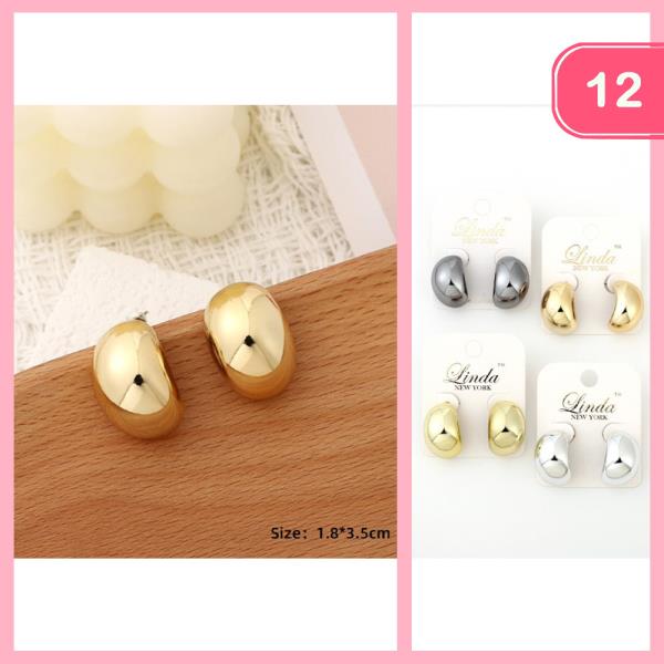PUFFY METAL NUGGEST STUD EARRING (12 UNITS)