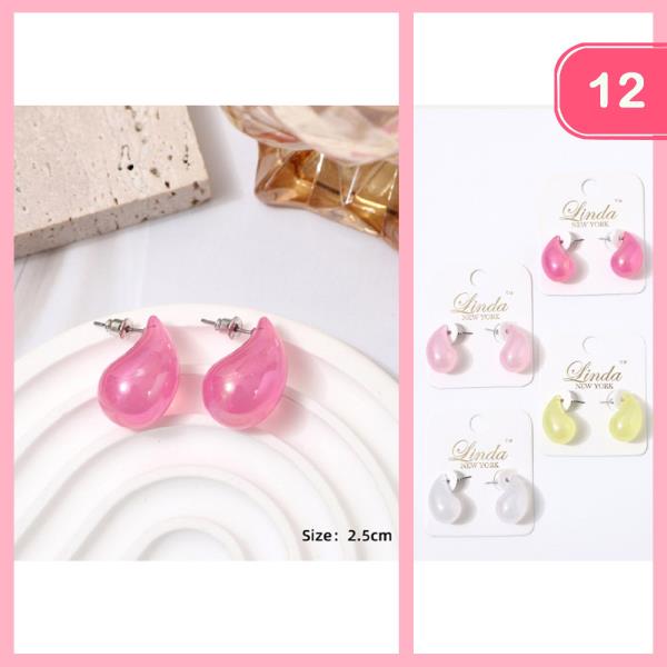 ASSORTED TEARDROP STUD EARRING (12 UNITS)