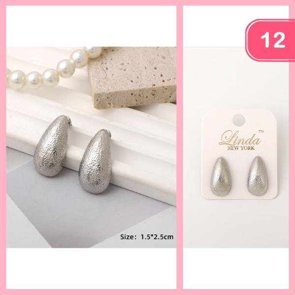 TEXTURED METAL NUGGET STUD EARRING (12 UNITS)