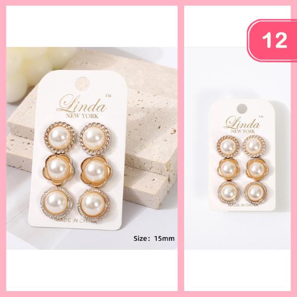 PEARL STUD EARRING SET (12 UNITS)