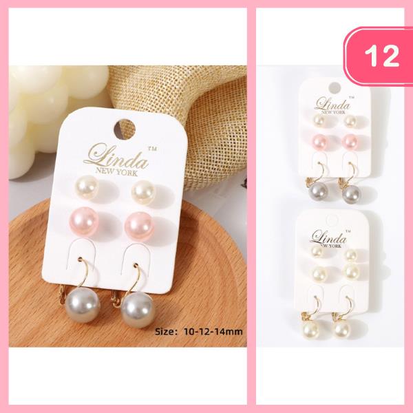 PEARL STUD DANGLE EARRING SET (12 UNITS)