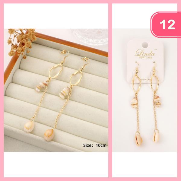 SEASHELL CHAIN DANGLE EARRING (12 UNITS)