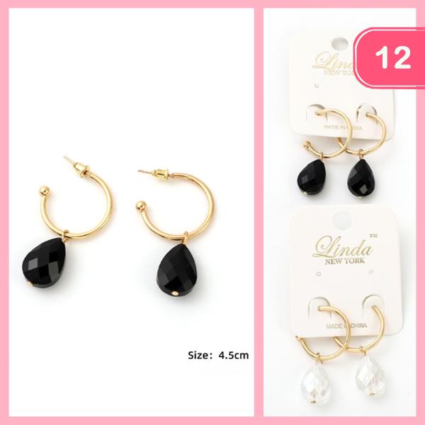 TEARDROP PENDANT HOOP EARRING (12 UNITS)