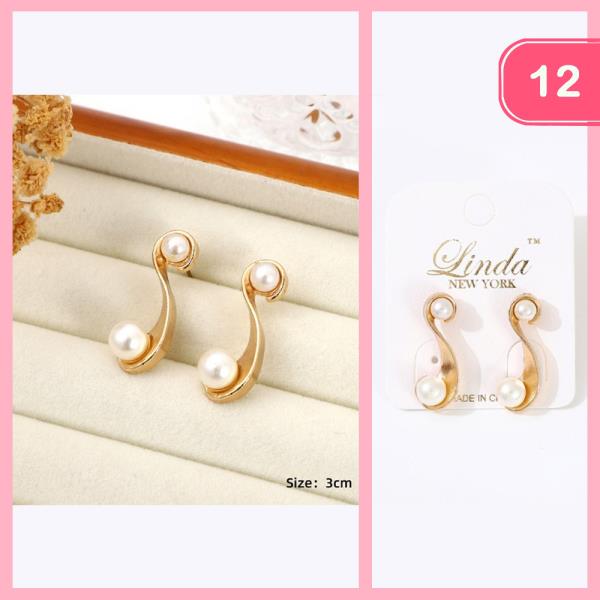 PEARL BEAD S SHAPE EARRING (12 UNITS)