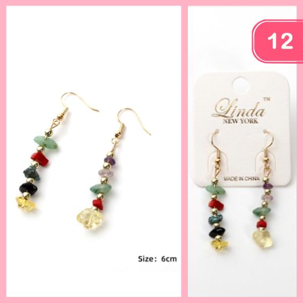 NATURAL STONE DANGLE EARRING (12 UNITS)