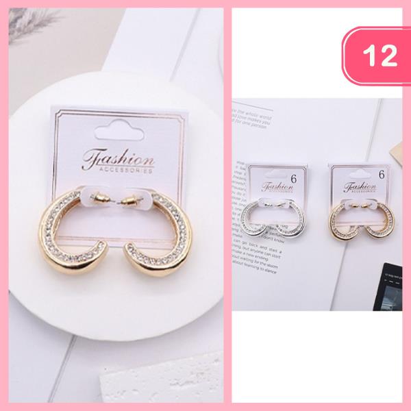 RHINESTONE OPEN C HOOP EARRING (12 UNITS)