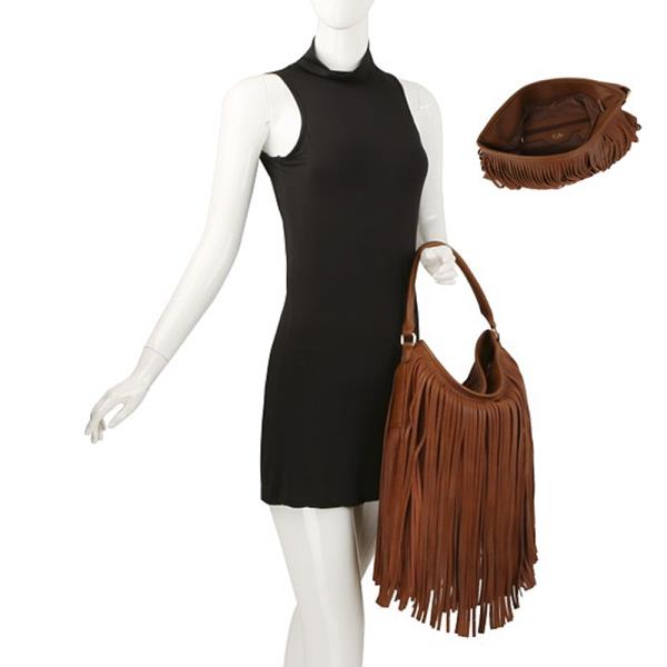 FRINGE HANDLE HOBO BAG