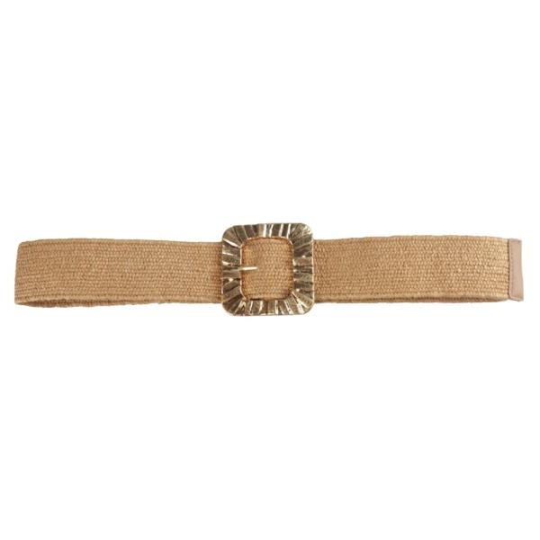 METAL SQUARE BUCKLE STRAW ELASTIC BELT