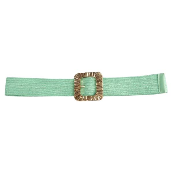 METAL SQUARE BUCKLE STRAW ELASTIC BELT