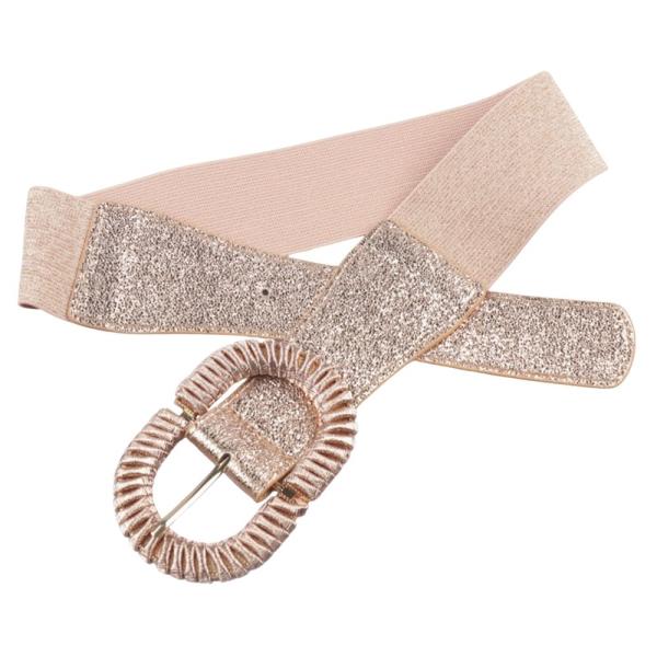 OVAL WRAPPING BUCKLE METALLIC ELASTIC BELT