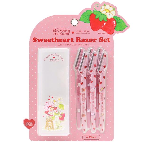 CELAVI STRAWBERRY SHORTCAKE 6PC DERMA RAZORS W TRANSPARENT CASE V DAY