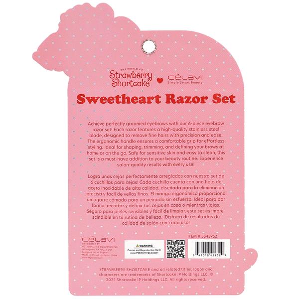 CELAVI STRAWBERRY SHORTCAKE 6PC DERMA RAZORS W TRANSPARENT CASE V DAY