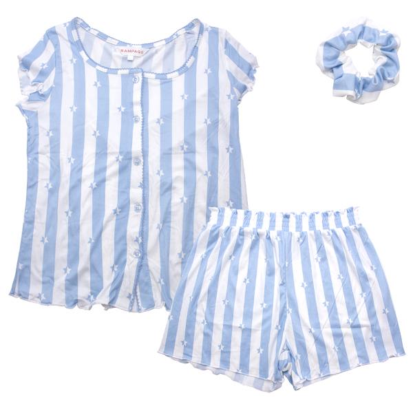 STAR IN STRIPE SLEEPWEAR TOP PANTS AND SCRUNCHIE SET