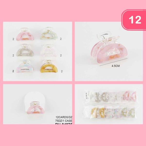 ACETATE SEMI CIRCLE HAIR CLAW CLIP (12 UNITS)