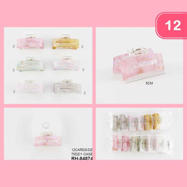 ACETATE RECTANGLE HAIR CLAW CLIP (12 UNITS)