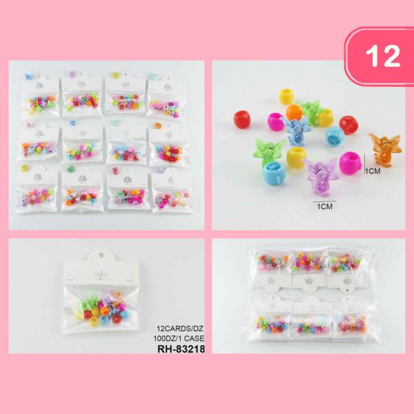 BUTTERFLY AND ROUND ASSORTED HAIR BEAD CLIP (12 UNITS)