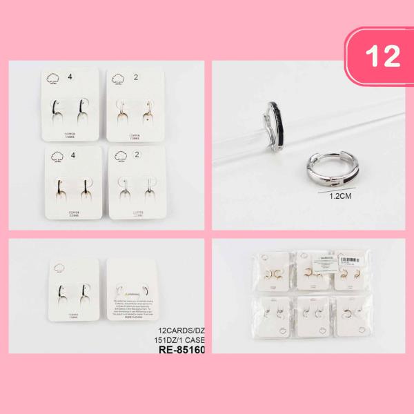 COPPER CORE BLACK WHITE ACCENT HOOP EARRING (12 UNITS)