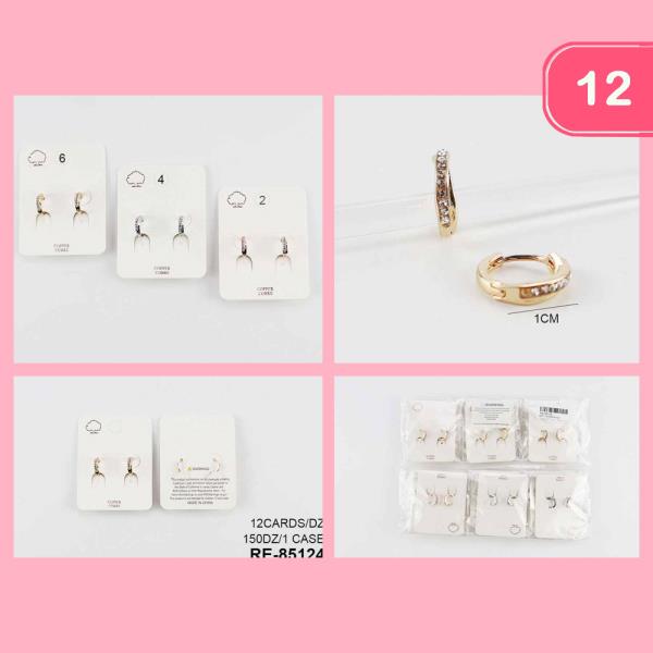COPPER CORE RHINESTONE HOOP EARRING (12 UNITS)