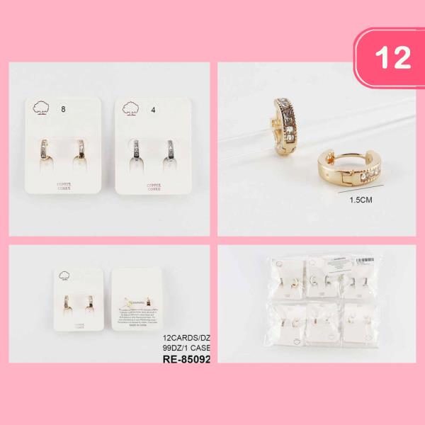 COPPER CORE RHINESTONE HOOP EARRING (12 UNITS)