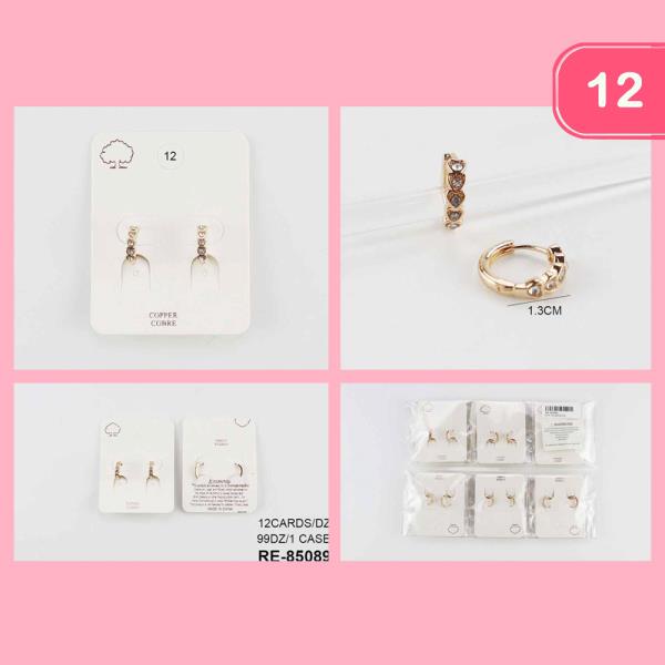 COPPER CORE HEART RHINESTONE HOOP EARRING (12 UNITS)