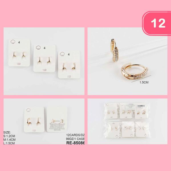 COPPER CORE RHINESTONE ASSORTED SIZE HOOP EARRING (12 UNITS)