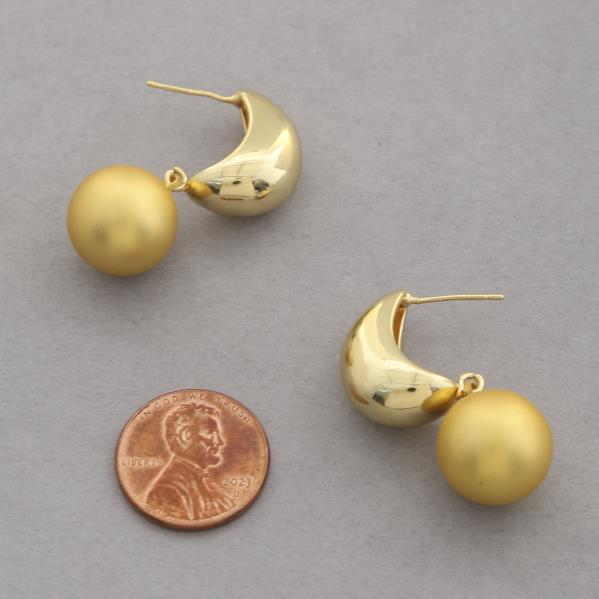 PEARL BEAD DOME LINK EARRING