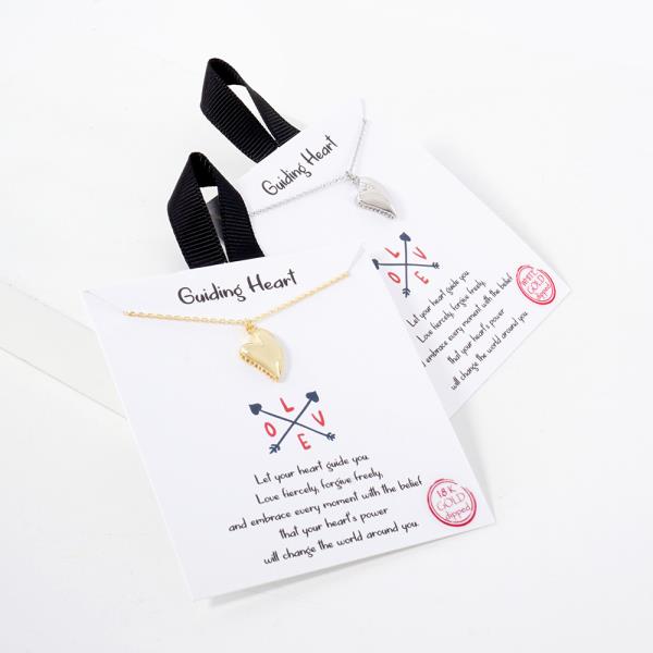 18K GOLD RHODIUM GUIDING HEART NECKLACE