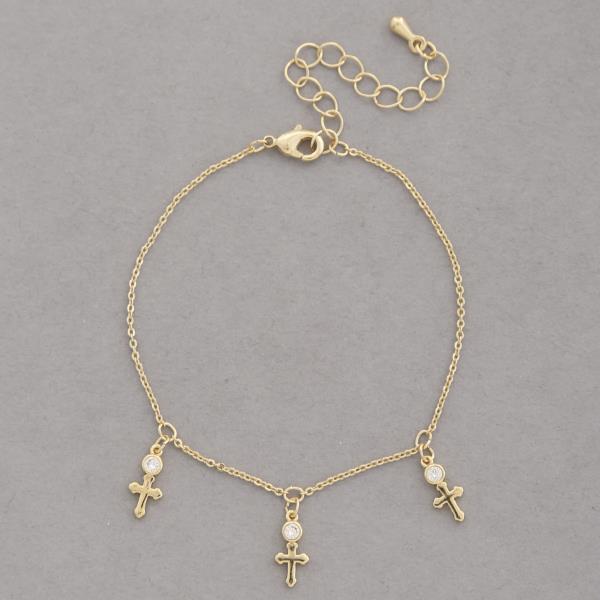 SODAJO DAINTY CROSS CZ GOLD DIPPED BRACELET