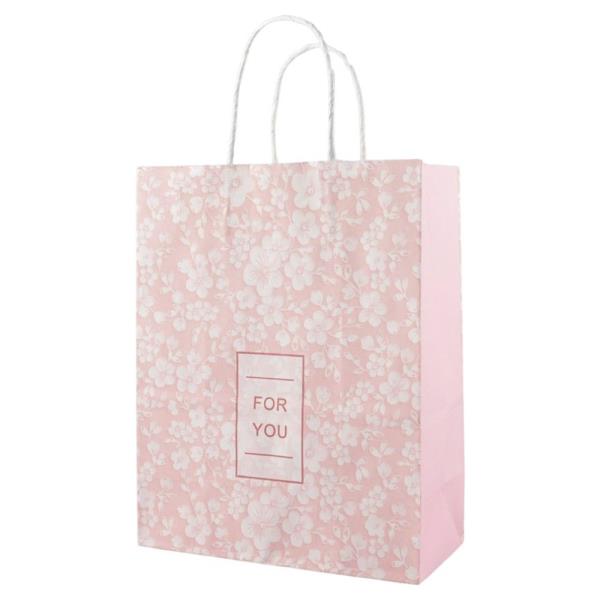 M SIZE - FOR YOU FLOWER PATTERN GIFT PAPER SHOPPING BAG (12 UNITS)