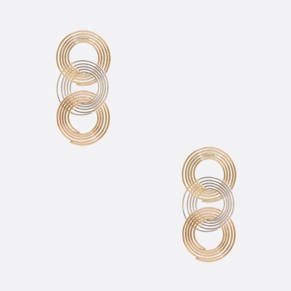 TWO TONE CIRCLE LINK DANGLE EARRING