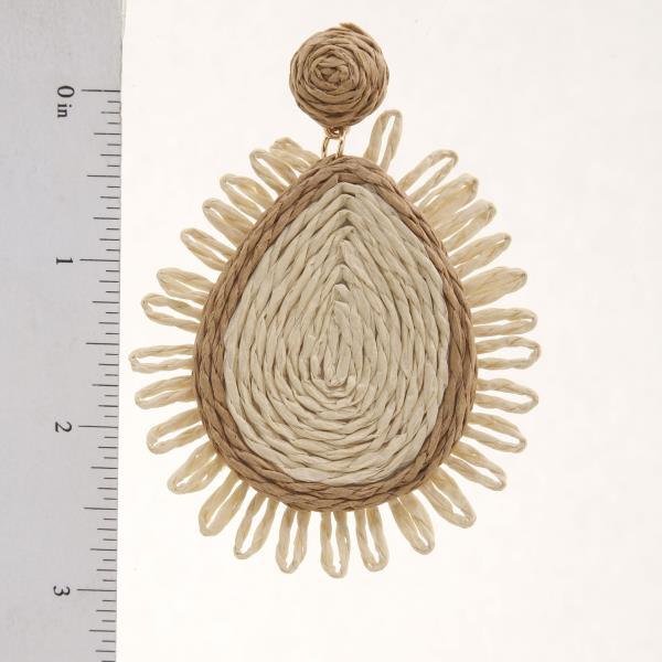 TWO TONE TEARDROP RAFFIA DANGLE EARRING