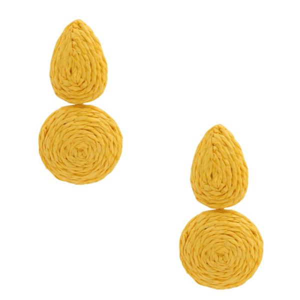 RAFFIA TEARDROP ROUND EARRING