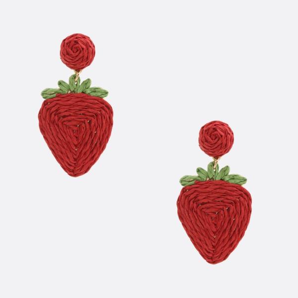 STRAWBERRY RAFFIA EARRING