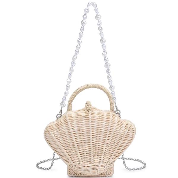 ERICA SEA SHELL WOVEN STRAW DESIGN CROSSBODY BAG