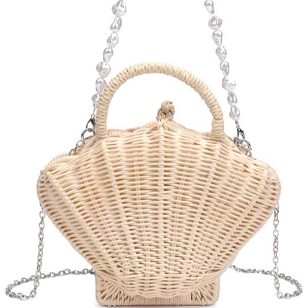 ERICA SEA SHELL WOVEN STRAW DESIGN CROSSBODY BAG