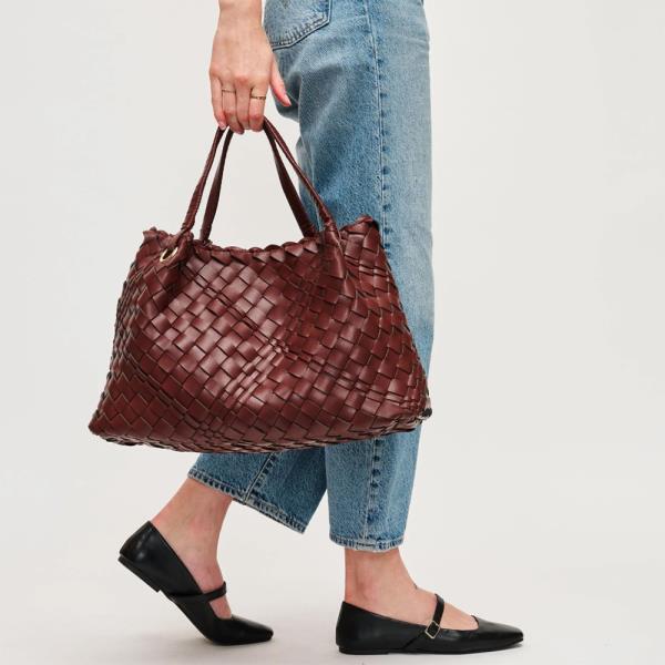 NATALIE WOVEN DESIGN TOTE BAG