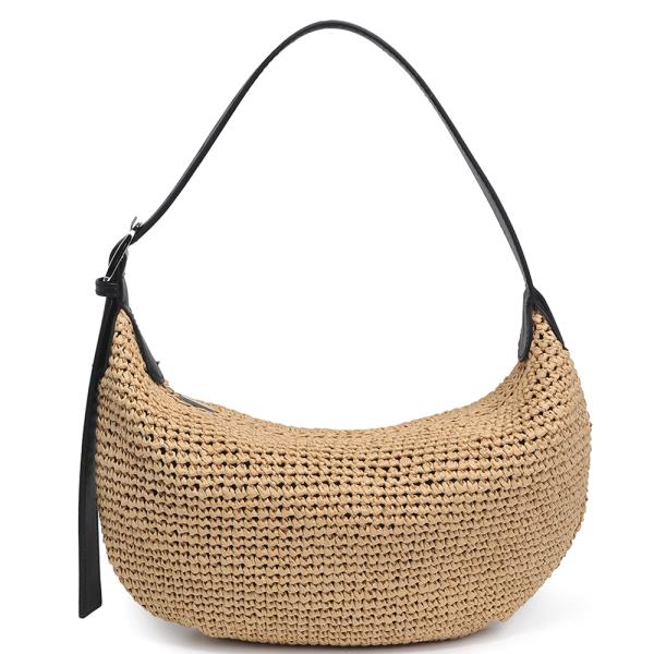CHIC WOVEN STRAW SHOULDER BAG