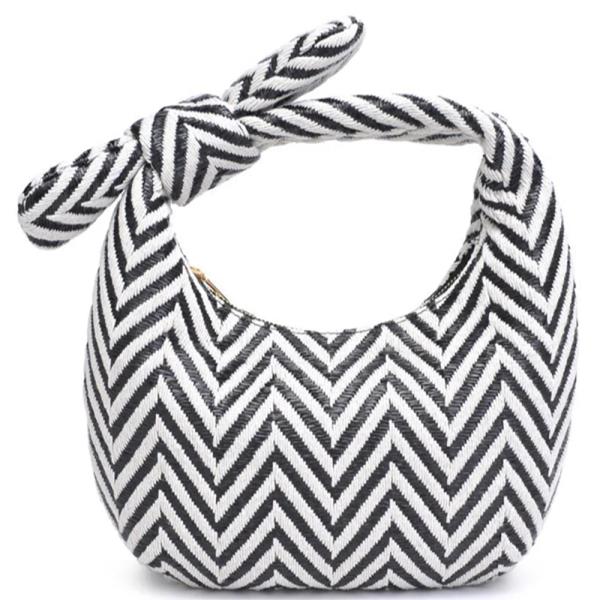 PENNY WOVEN DESIGN KNOT HANDLE CLUTCH BAG