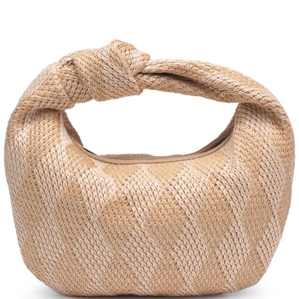 TRACY WOVEN DESIGN KNOT HANDLE CLUTCH BAG