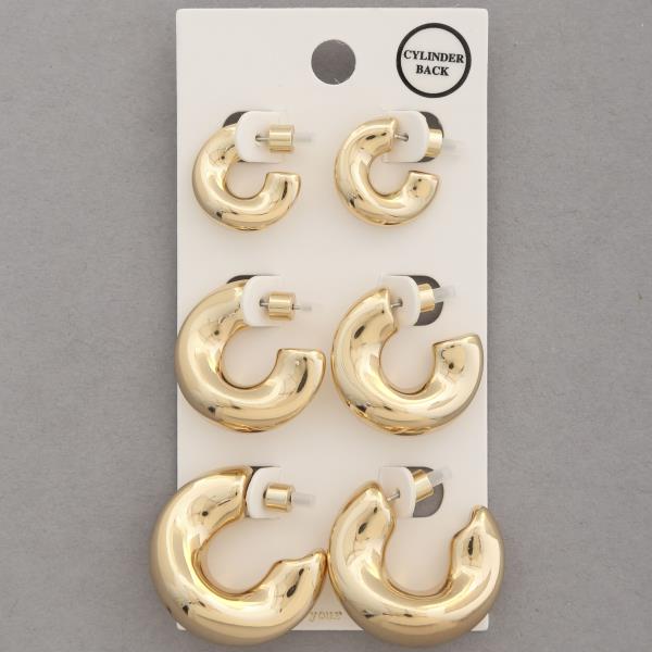 BENT PIPE OPEN HOOP ASSORTED EARRING SET