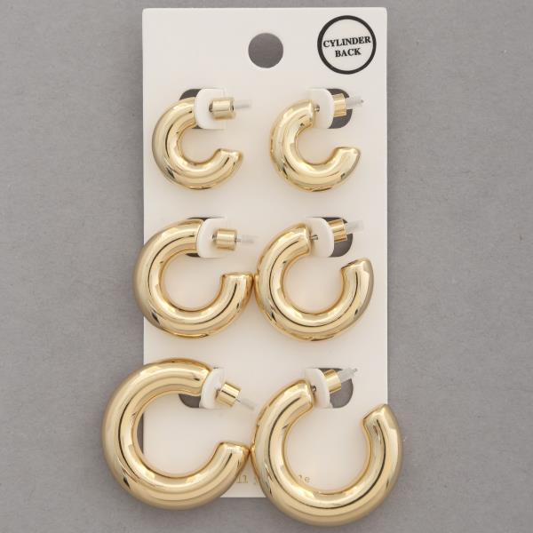 PIPE OPEN HOOP ASSORTED EARRING SET