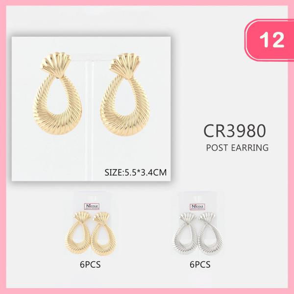 TEXTURED METAL EARRING (12 UNITS)