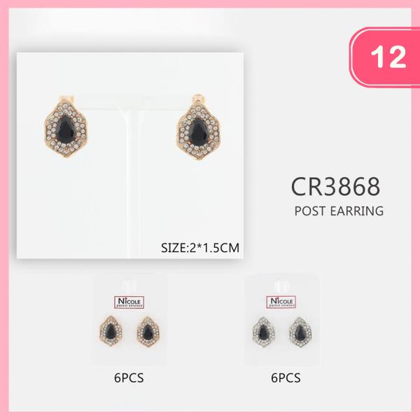 RHINESTONE STUD EARRING (12 UNITS)