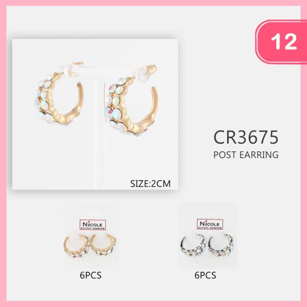 RHINESTONE JEWEL HOOP EARRING (12 UNITS)