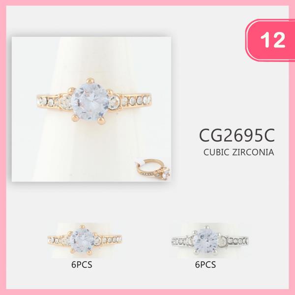 CZ CUBIC ZIRCONIA RHINESTONE RING (12 UNITS)