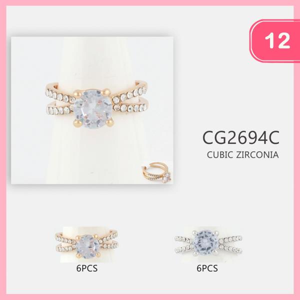CZ CUBIC ZIRCONIA CRISS CROSS RING (12 UNITS)